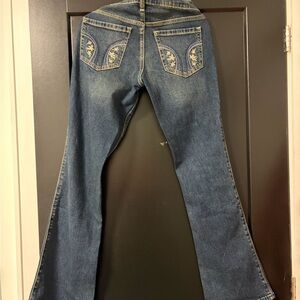 Hollister Women’s Dark Blue Embroidered Back-Pocket Jeans